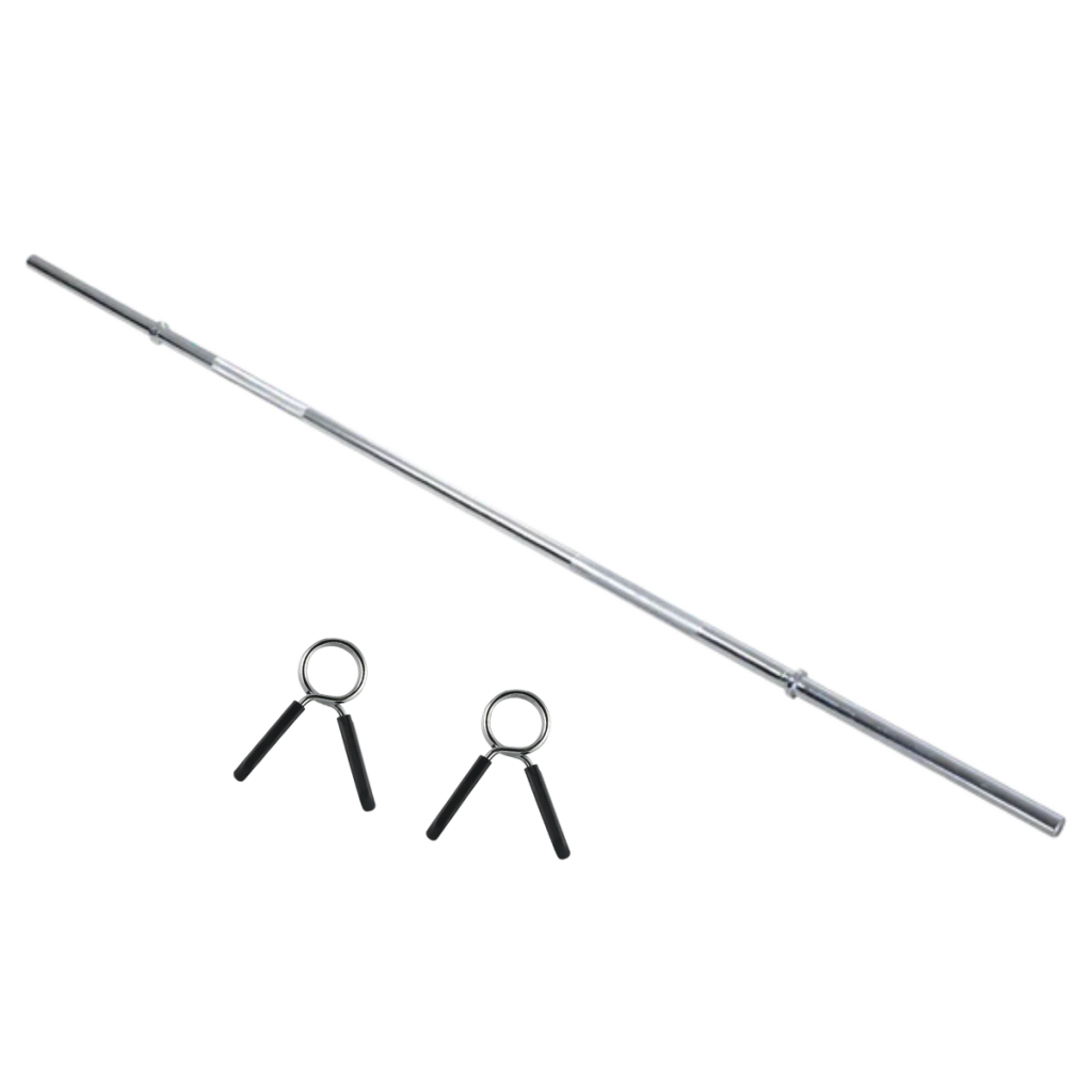 Barra Recta 25mm 120cm Bywell Con Seguros Para Ejercicio