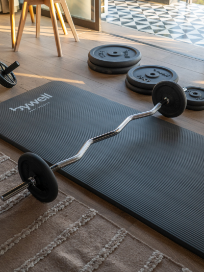 Barra Z Curva Bywell 25mm Con Seguros Gym 120cm