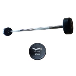Barra Recta Bywell Con Peso Integrado 30lb Color Negro