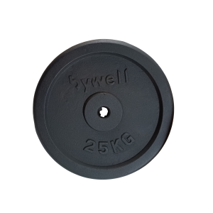Disco de peso con recubrimiento de polvo negro de 25kg — Equipamiento de fuerza | Bywell