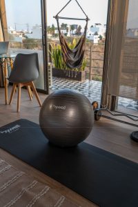 Pelota De Yoga Con Bomba Alta Calidad 55cm Bywell Color Gris