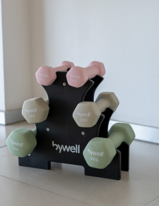 Set 6 Mancuernas Hexagonales Bywell Con Soporte 12kg