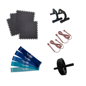 Kit Home Gym Bywell: Mat + Bandas + Push Up + Rueda Abdominal + Cuerdas — kits | Bywell