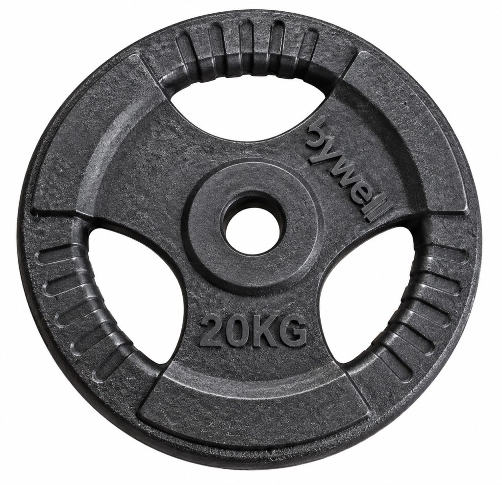 Disco de Peso BYWELL de 20 kg con Triple Agarre para Entrenamiento de Fuerza